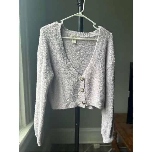 Cozy Purple Jessica Simpson Fuzzy Cardigan - Picture 2 of 7